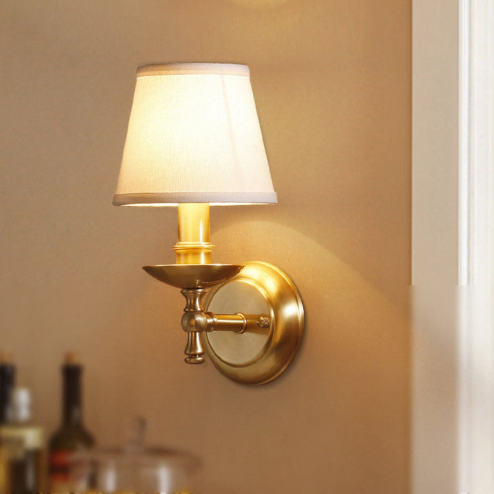 Skørter | Gold 1 Bulb Wall Mount Light Traditional Fabric Flat Shade Wall Lamp Light for Bedroom