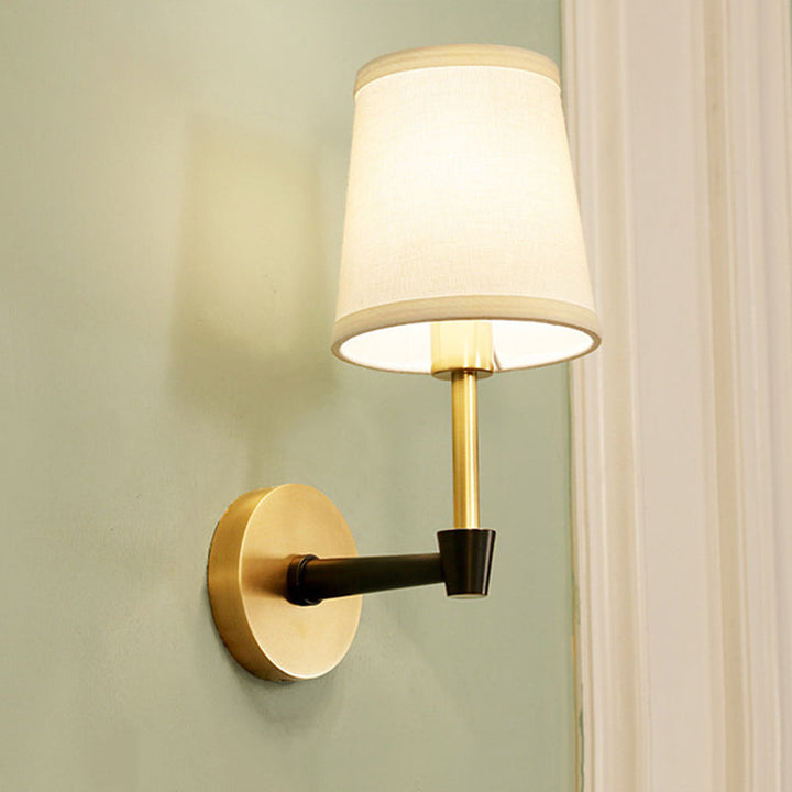 Skørter | 1/2-head Wall Light Fixture Minimalist Conical Fabric Wall Light in Gold