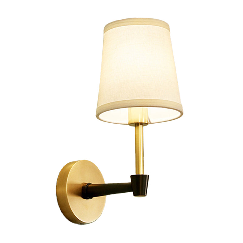 Skørter | 1/2-head Wall Light Fixture Minimalist Conical Fabric Wall Light in Gold
