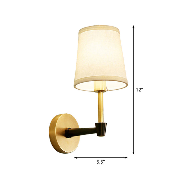 Skørter | 1/2-head Wall Light Fixture Minimalist Conical Fabric Wall Light in Gold