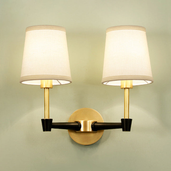 Skørter | 1/2-head Wall Light Fixture Minimalist Conical Fabric Wall Light in Gold