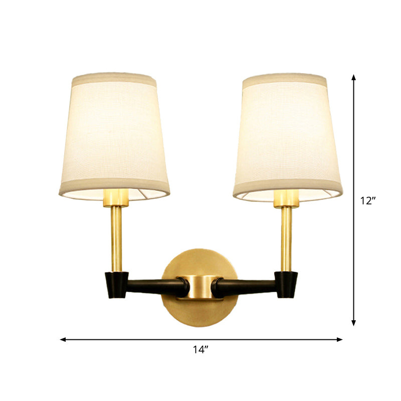 Skørter | 1/2-head Wall Light Fixture Minimalist Conical Fabric Wall Light in Gold