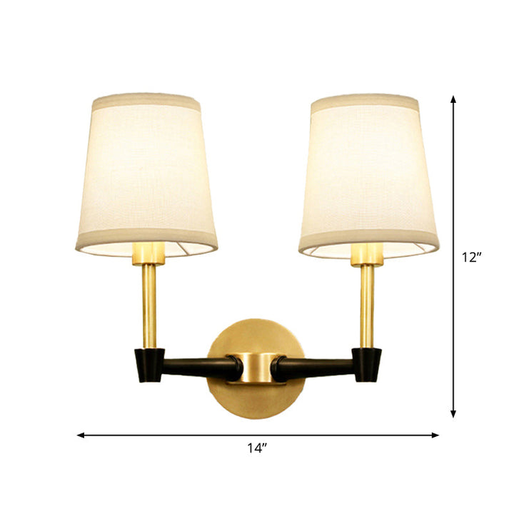 Skørter | 1/2-head Wall Light Fixture Minimalist Conical Fabric Wall Light in Gold
