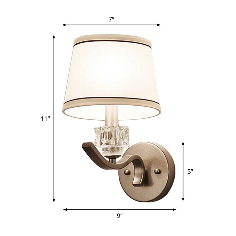 Skørter | Fabric White Wall Bracket Lamp Frustum Shaped 1 Light Minimalist Wall Light Kit with Beads Ornament