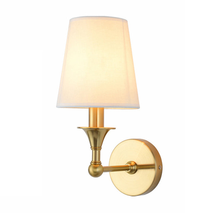 Skørter | Traditional Cone Wall Lamp 1/2-Lamp Fabric Wall Mounted Lighting Fixture in Antiqued Gold