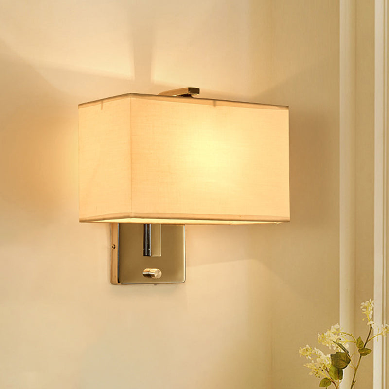 Lisslune | Minimalistic Rectangular Wall Lamp Fabric 1 Bulb Living Room Wall Light in Black/White/Beige
