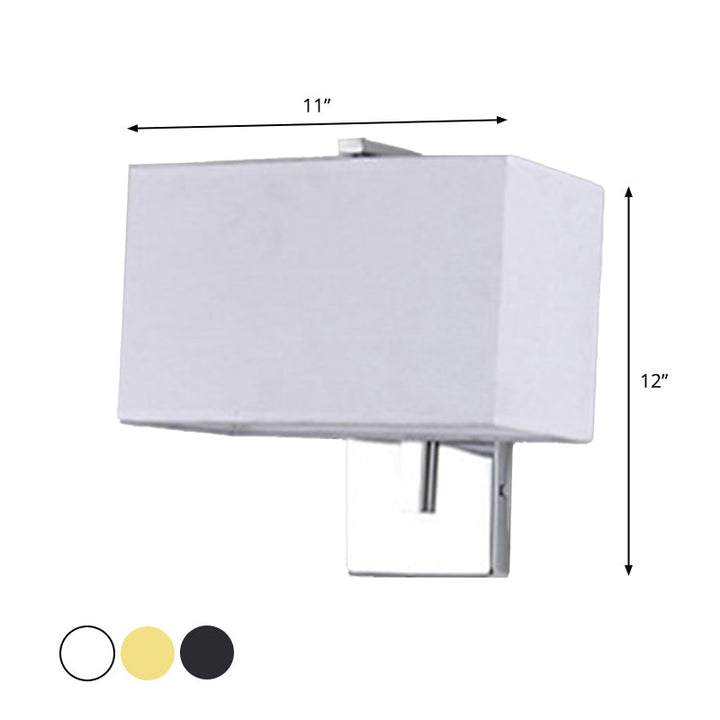 Lisslune | Minimalistic Rectangular Wall Lamp Fabric 1 Bulb Living Room Wall Light in Black/White/Beige