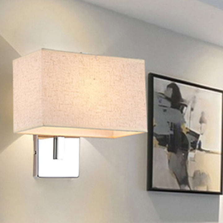 Lisslune | Minimalistic Rectangular Wall Lamp Fabric 1 Bulb Living Room Wall Light in Black/White/Beige