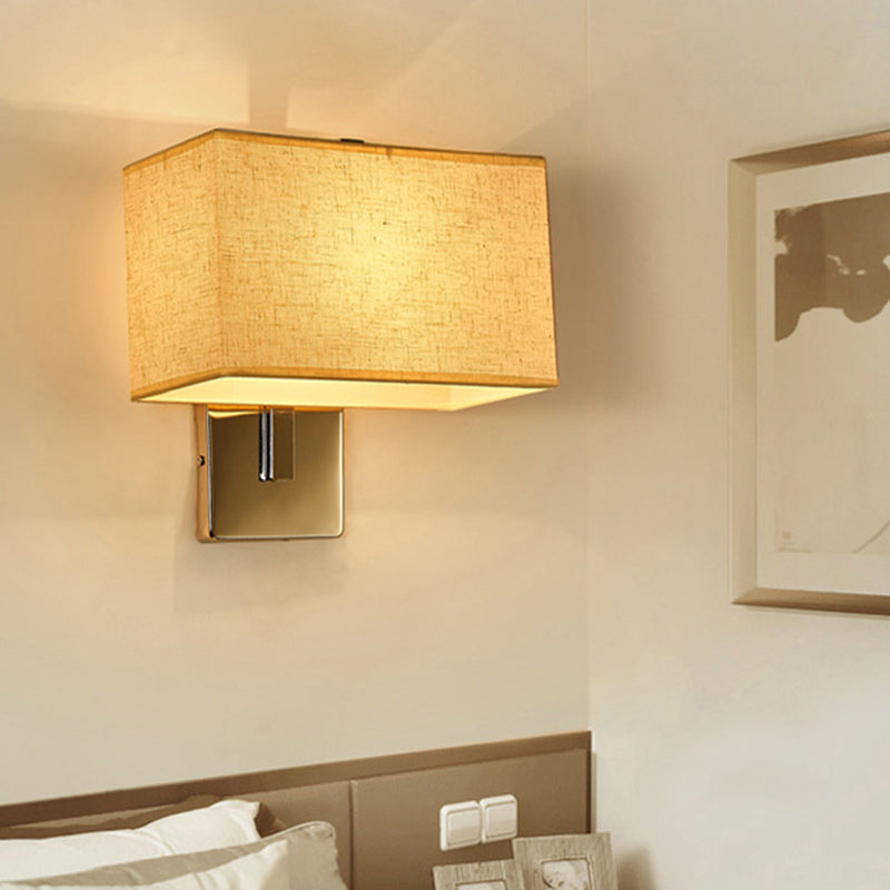 Lisslune | Minimalistic Rectangular Wall Lamp Fabric 1 Bulb Living Room Wall Light in Black/White/Beige