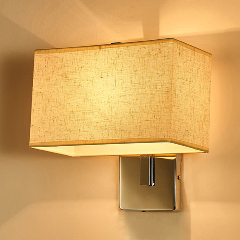 Lisslune | Minimalistic Rectangular Wall Lamp Fabric 1 Bulb Living Room Wall Light in Black/White/Beige