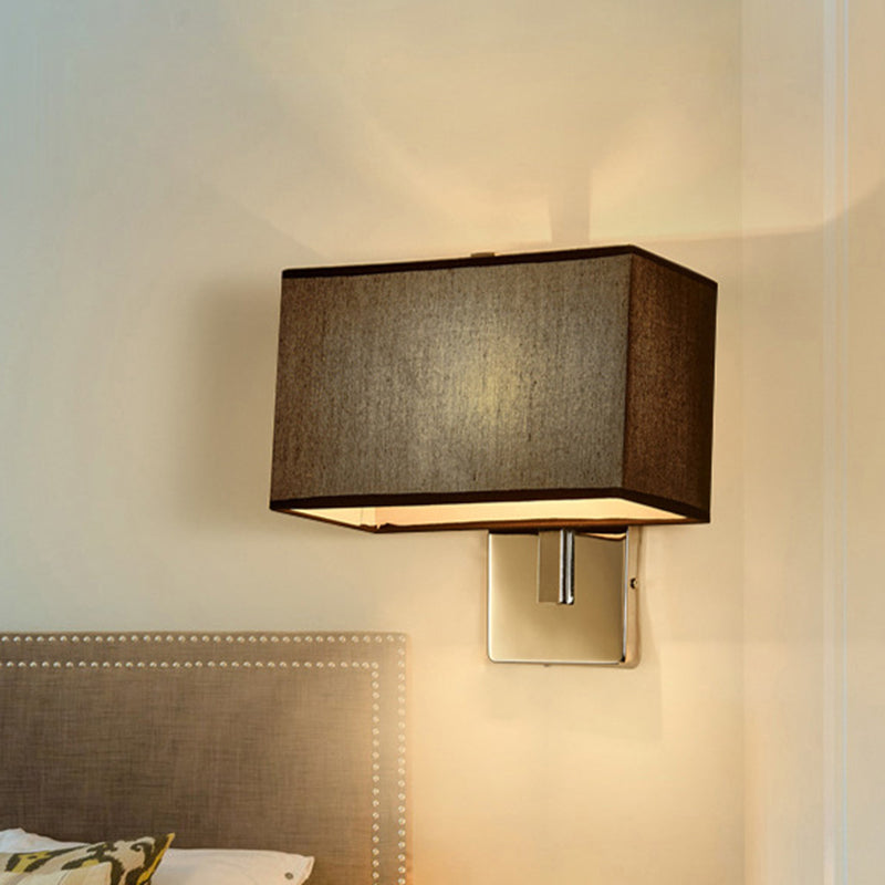 Lisslune | Minimalistic Rectangular Wall Lamp Fabric 1 Bulb Living Room Wall Light in Black/White/Beige