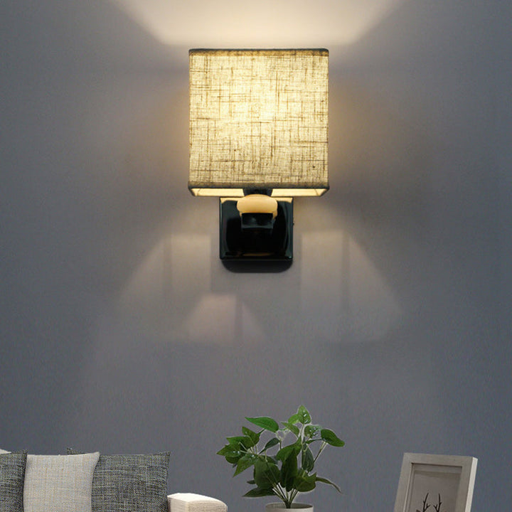 Lisslune | Nordic Cubic Wall Light Fabric 1-light Wall Mount Light for the Dining Room in Beige/White/Linen