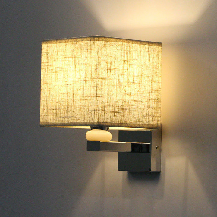 Lisslune | Nordic Cubic Wall Light Fabric 1-light Wall Mount Light for the Dining Room in Beige/White/Linen
