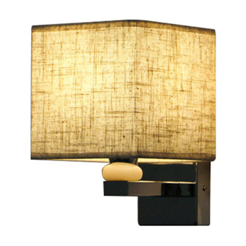 Lisslune | Nordic Cubic Wall Light Fabric 1-light Wall Mount Light for the Dining Room in Beige/White/Linen