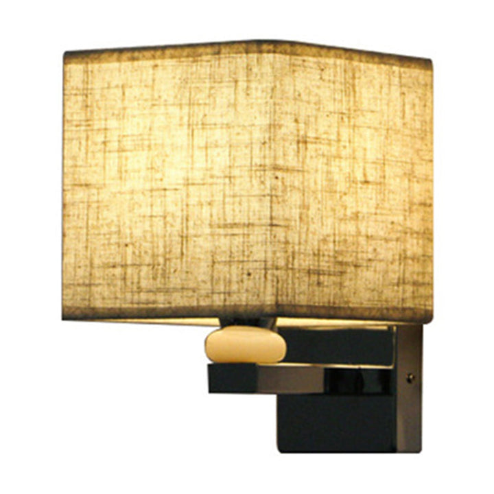 Lisslune | Nordic Cubic Wall Light Fabric 1-light Wall Mount Light for the Dining Room in Beige/White/Linen