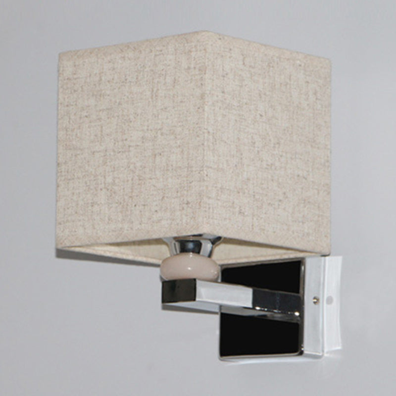 Lisslune | Nordic Cubic Wall Light Fabric 1-light Wall Mount Light for the Dining Room in Beige/White/Linen