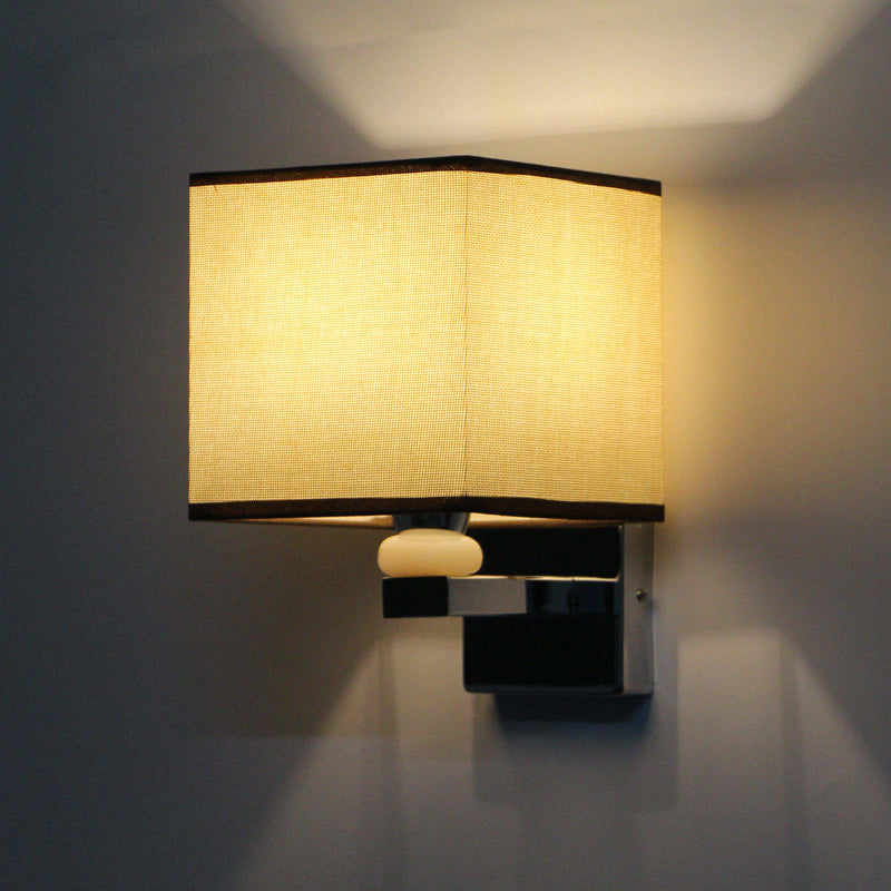 Lisslune | Nordic Cubic Wall Light Fabric 1-light Wall Mount Light for the Dining Room in Beige/White/Linen