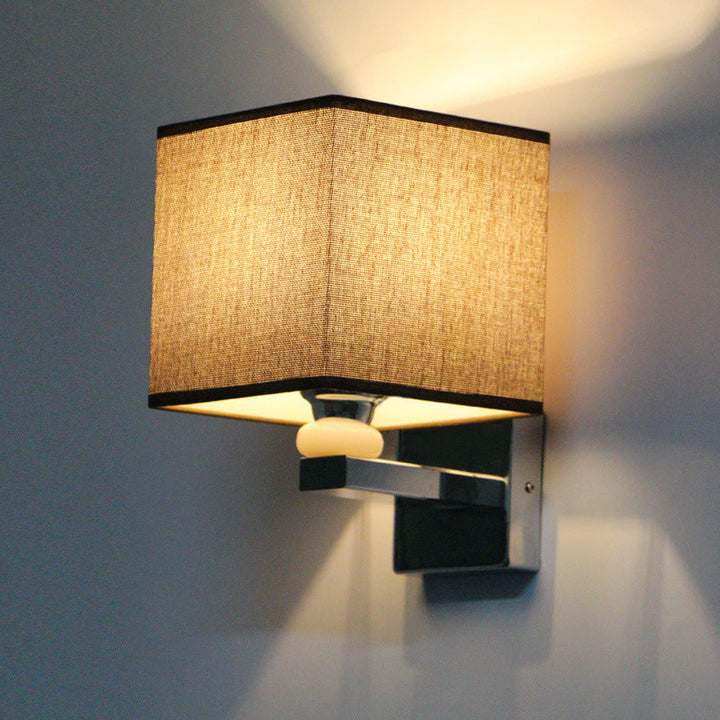 Lisslune | Nordic Cubic Wall Light Fabric 1-light Wall Mount Light for the Dining Room in Beige/White/Linen