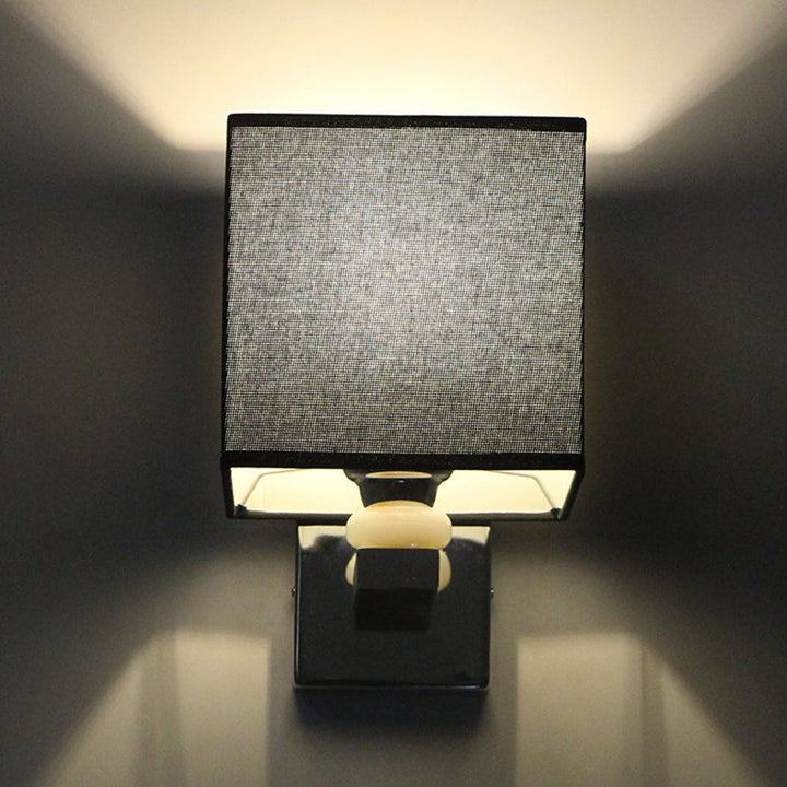 Lisslune | Nordic Cubic Wall Light Fabric 1-light Wall Mount Light for the Dining Room in Beige/White/Linen