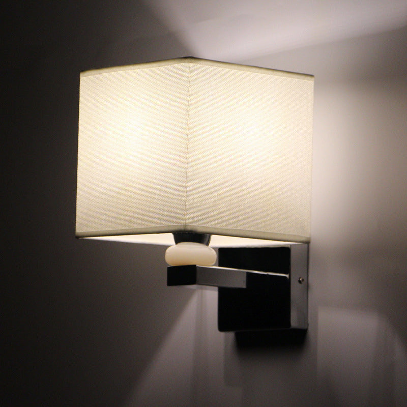 Lisslune | Nordic Cubic Wall Light Fabric 1-light Wall Mount Light for the Dining Room in Beige/White/Linen