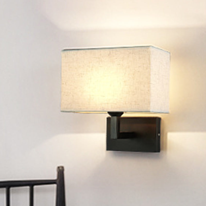 Lisslune | Rectangular Wall Light Minimalist Fabric 1 Head Beige/Linen Wall Lamp for the Bedroom