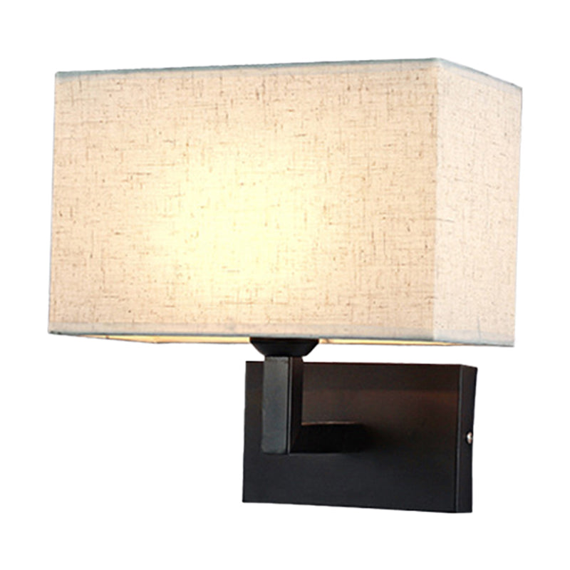 Lisslune | Rectangular Wall Light Minimalist Fabric 1 Head Beige/Linen Wall Lamp for the Bedroom