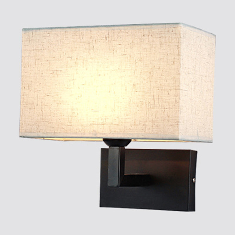 Lisslune | Rectangular Wall Light Minimalist Fabric 1 Head Beige/Linen Wall Lamp for the Bedroom