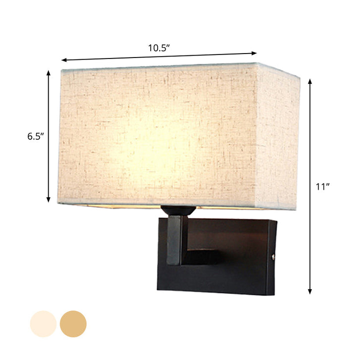 Lisslune | Rectangular Wall Light Minimalist Fabric 1 Head Beige/Linen Wall Lamp for the Bedroom
