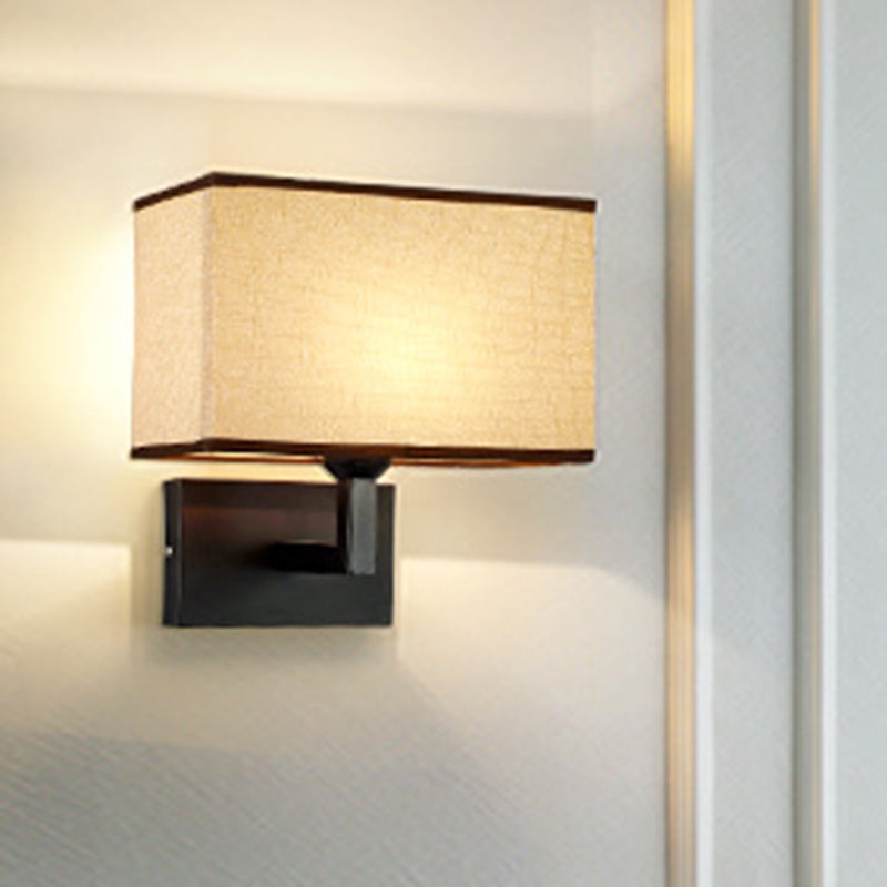 Lisslune | Rectangular Wall Light Minimalist Fabric 1 Head Beige/Linen Wall Lamp for the Bedroom