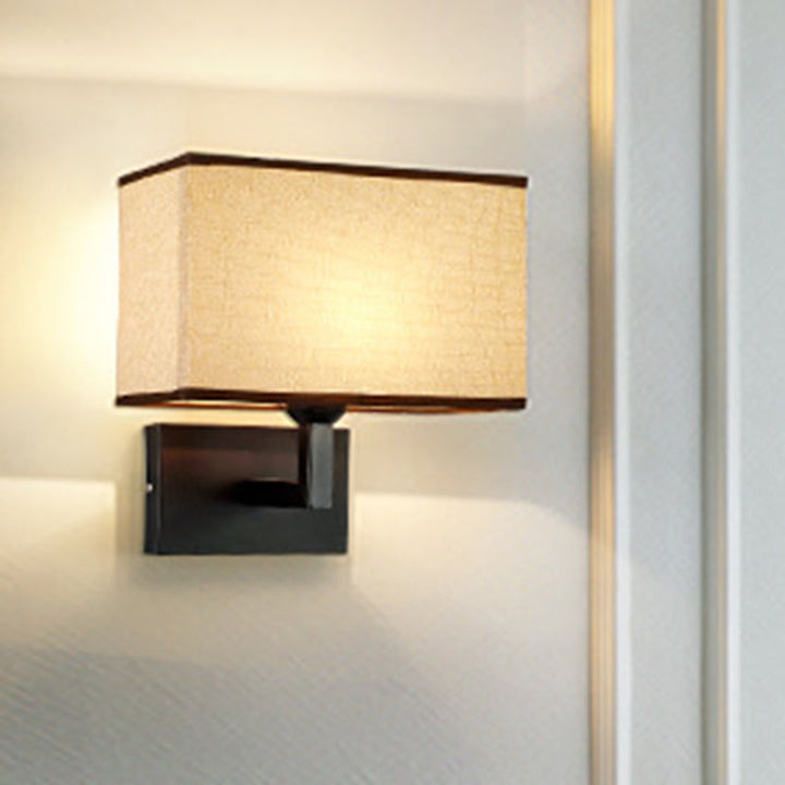 Lisslune | Rectangular Wall Light Minimalist Fabric 1 Head Beige/Linen Wall Lamp for the Bedroom