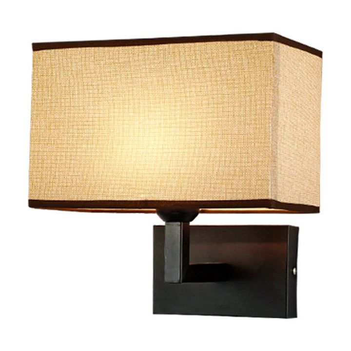 Lisslune | Rectangular Wall Light Minimalist Fabric 1 Head Beige/Linen Wall Lamp for the Bedroom