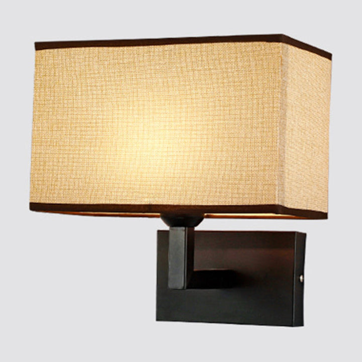 Lisslune | Rectangular Wall Light Minimalist Fabric 1 Head Beige/Linen Wall Lamp for the Bedroom