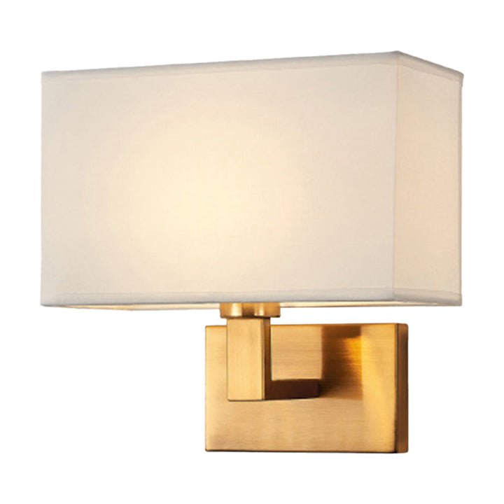 Skørter | Postmodern Cuboid Wall Light Fabric 1-Light Nightstand Reading Wall Light in White/Beige/Brown with Black/Gold Arm