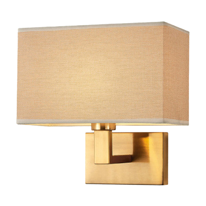 Skørter | Postmodern Cuboid Wall Light Fabric 1-Light Nightstand Reading Wall Light in White/Beige/Brown with Black/Gold Arm