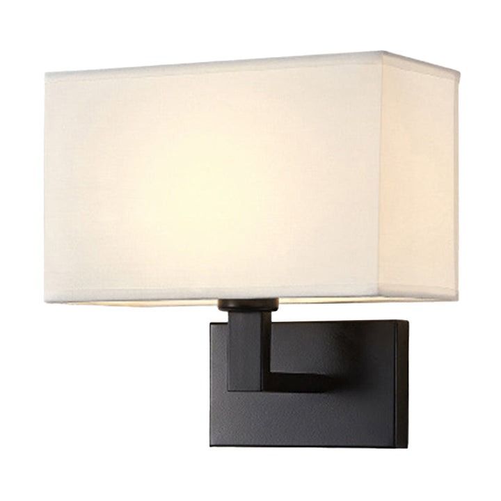 Skørter | Postmodern Cuboid Wall Light Fabric 1-Light Nightstand Reading Wall Light in White/Beige/Brown with Black/Gold Arm