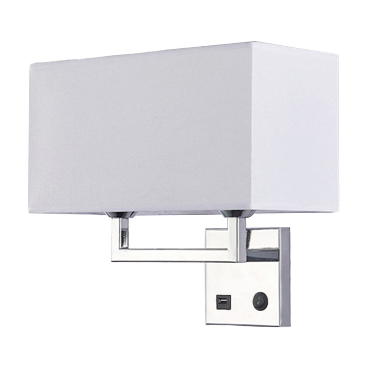 Skørter | Cube-shaped Fabric Wall Lamp Minimalist 2 Lights Beige/White Wall-mounted Lamp for Living Room