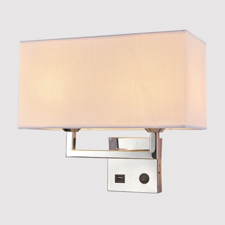 Skørter | Cube-shaped Fabric Wall Lamp Minimalist 2 Lights Beige/White Wall-mounted Lamp for Living Room