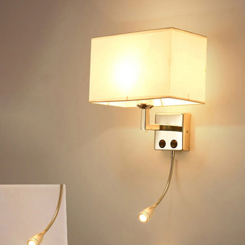 Lisslune | Rectangular Wall Lighting Ideas Nordic Fabric 1 Bulb Bedroom Spotlight Wall Light in Black/White