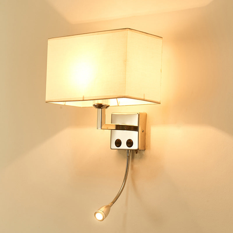 Lisslune | Rectangular Wall Lighting Ideas Nordic Fabric 1 Bulb Bedroom Spotlight Wall Light in Black/White
