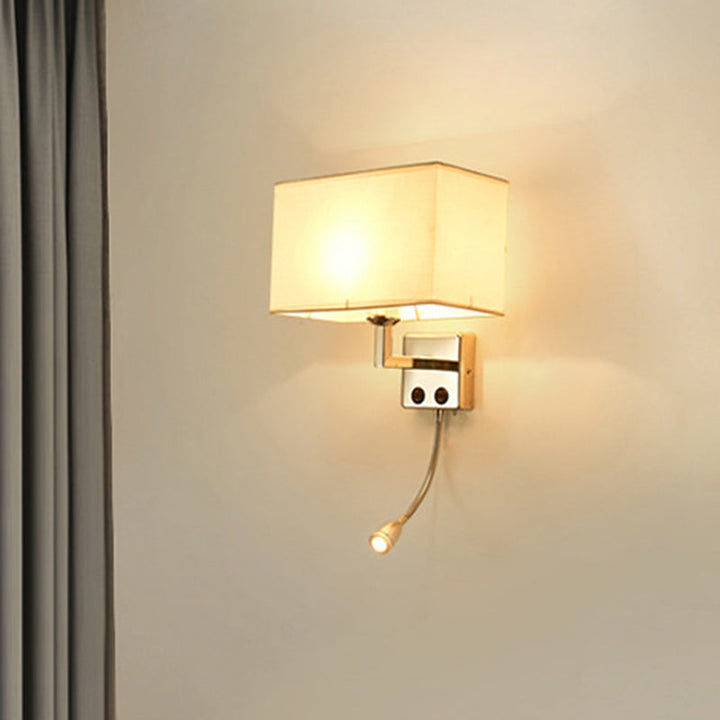 Lisslune | Rectangular Wall Lighting Ideas Nordic Fabric 1 Bulb Bedroom Spotlight Wall Light in Black/White