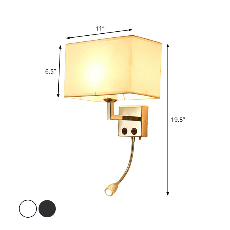 Lisslune | Rectangular Wall Lighting Ideas Nordic Fabric 1 Bulb Bedroom Spotlight Wall Light in Black/White