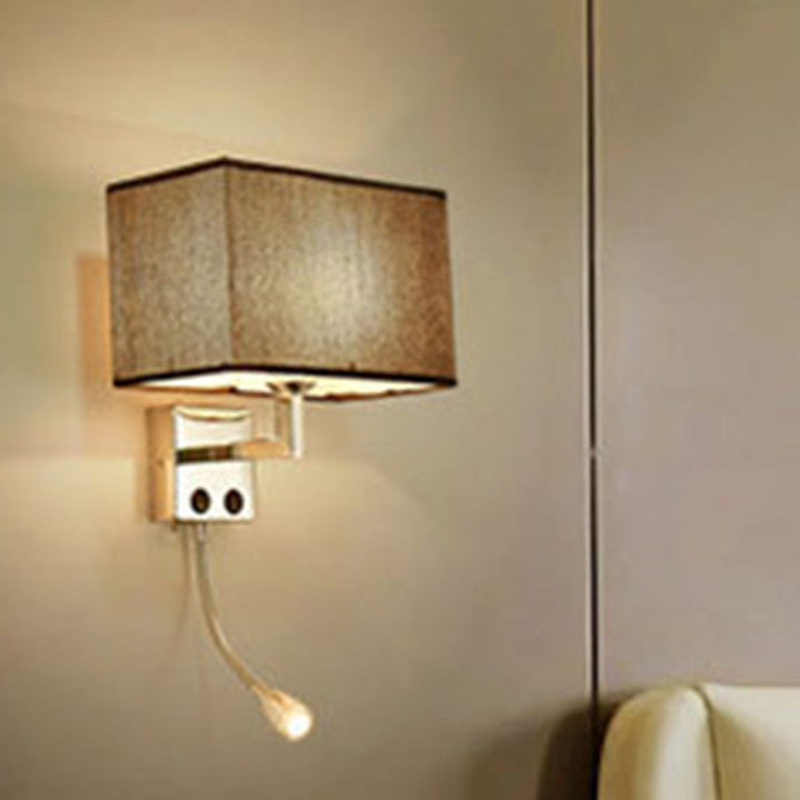 Lisslune | Rectangular Wall Lighting Ideas Nordic Fabric 1 Bulb Bedroom Spotlight Wall Light in Black/White