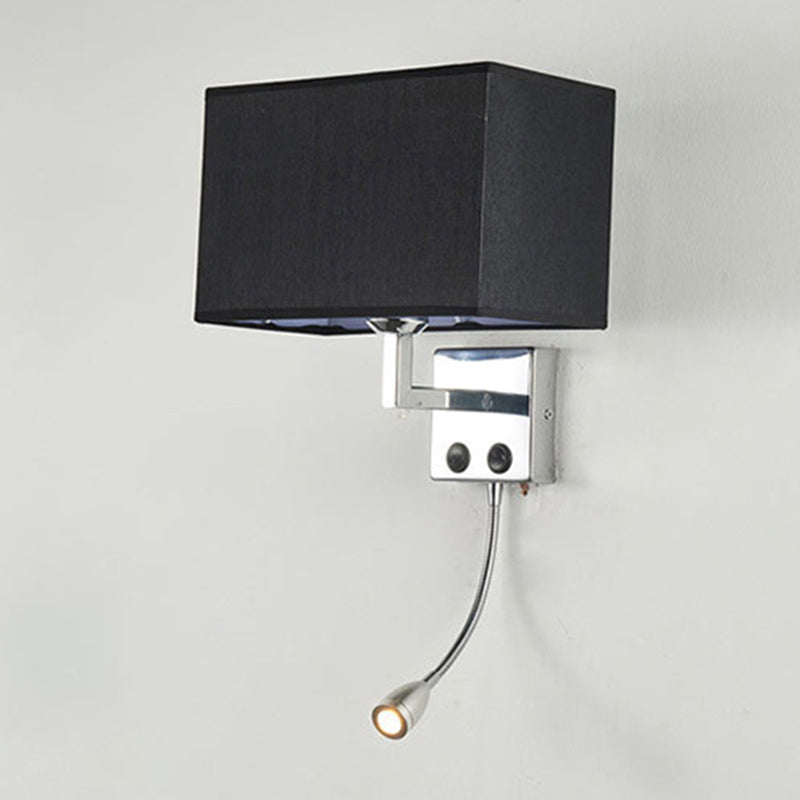 Lisslune | Rectangular Wall Lighting Ideas Nordic Fabric 1 Bulb Bedroom Spotlight Wall Light in Black/White