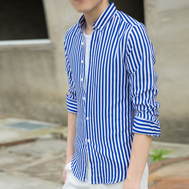 Men's stylish long sleeve shirt with fine stripes Lisslune