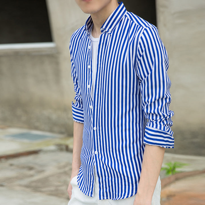 Men's stylish long sleeve shirt with fine stripes Lisslune