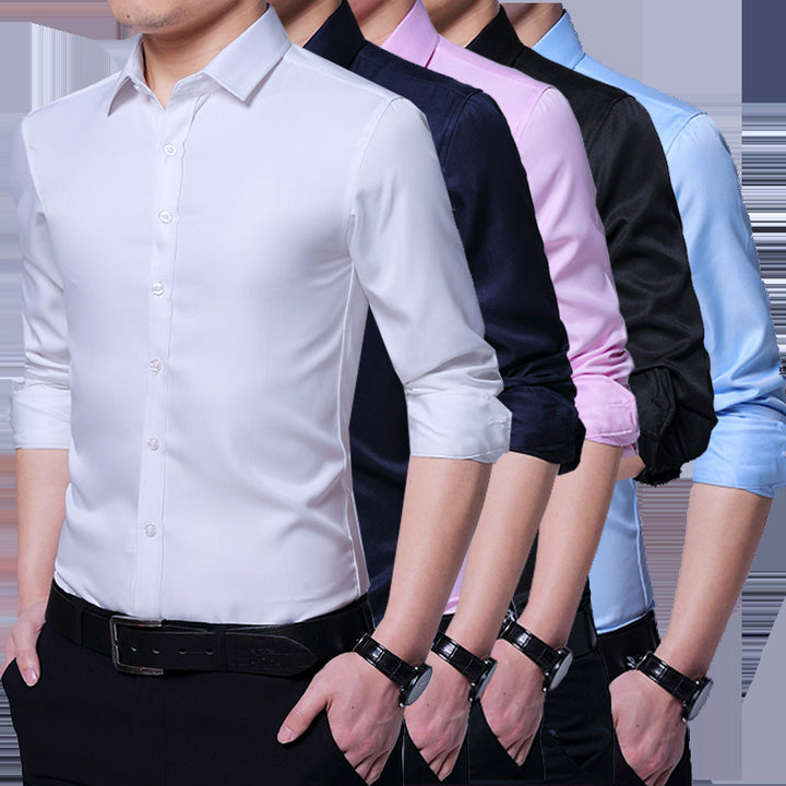 Men's long-sleeve shirt with slim fit and breathable cotton Lisslune