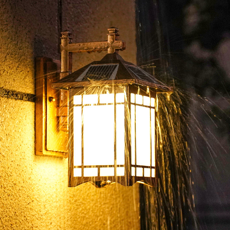 Skørter | Solar Energy LED House Wall Lamp Rustic Black/Bronze Frosted Glass Wall Mount Light Fixture
