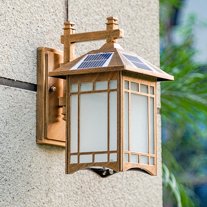 Skørter | Solar Energy LED House Wall Lamp Rustic Black/Bronze Frosted Glass Wall Mount Light Fixture