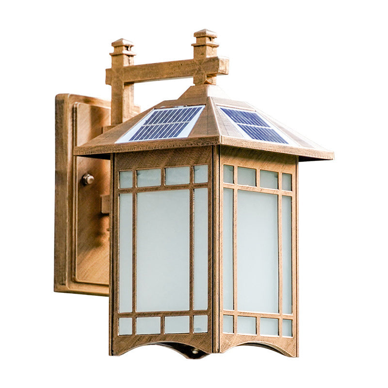 Skørter | Solar Energy LED House Wall Lamp Rustic Black/Bronze Frosted Glass Wall Mount Light Fixture