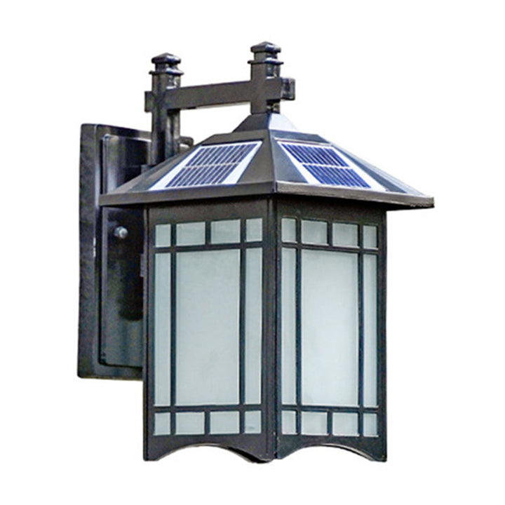 Skørter | Solar Energy LED House Wall Lamp Rustic Black/Bronze Frosted Glass Wall Mount Light Fixture
